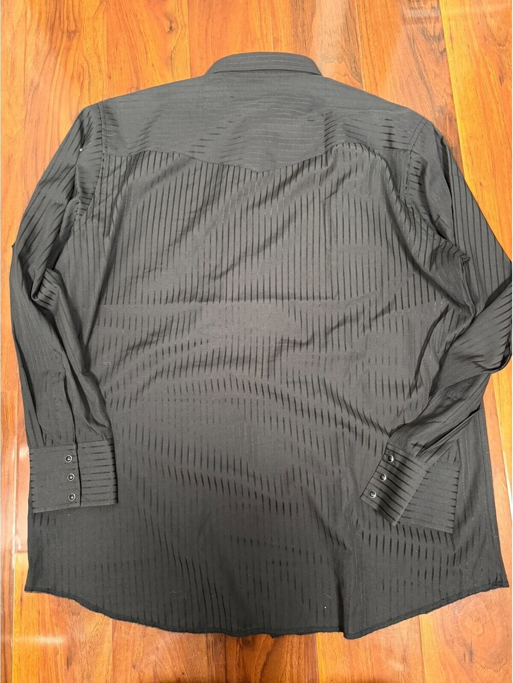 Wrangler Pearl Snap Striped Shirt Mens 2XT Black Tall Long Sleeve Western - Picture 6 of 6